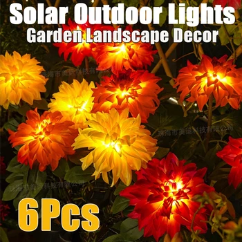 6Pcs LED na Prostem Sončne Cvet Luči Nepremočljiva Travnik, Vrt Tal Vstavljanja Vzdušje Božič, Pokrajina Dekor Svetilke